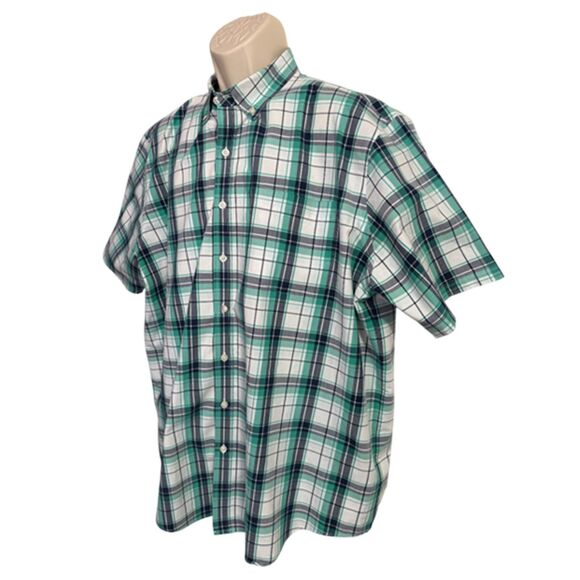 Croft & Barrow Aqua & Gray Plaid Short Sleeve Shirt Size XXL - Picture 4 of 11